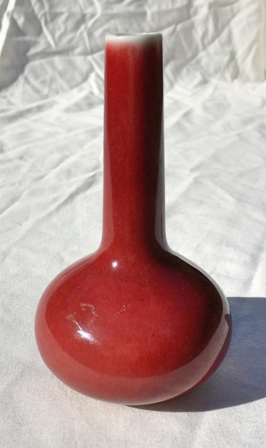 Antique Chinese Oxblood Flambe Glazed Bottle Vase